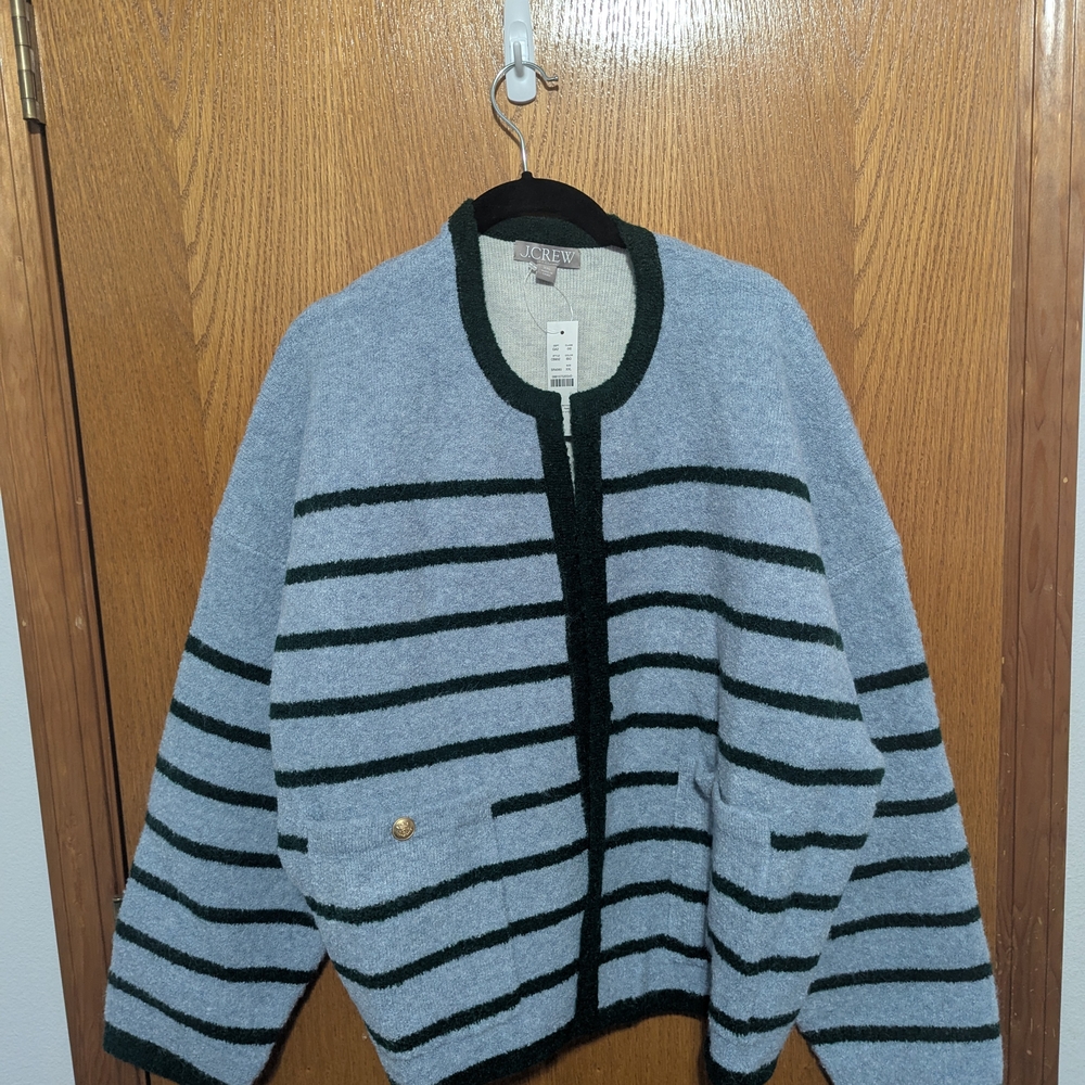 J. Crew Green and Gray Sweater